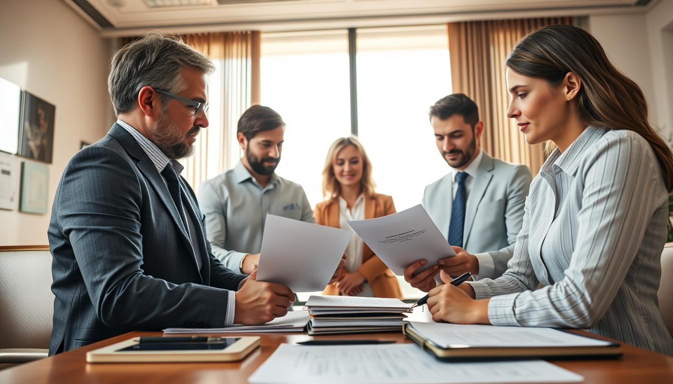 Family reviewing legal documents